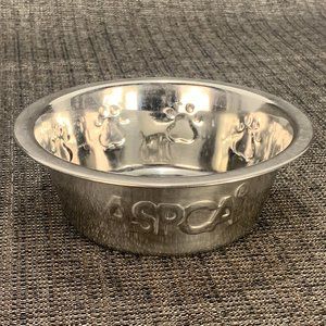 ASPCA Stainless Steel Dog Bowl - feeder paw print embossed pet cat